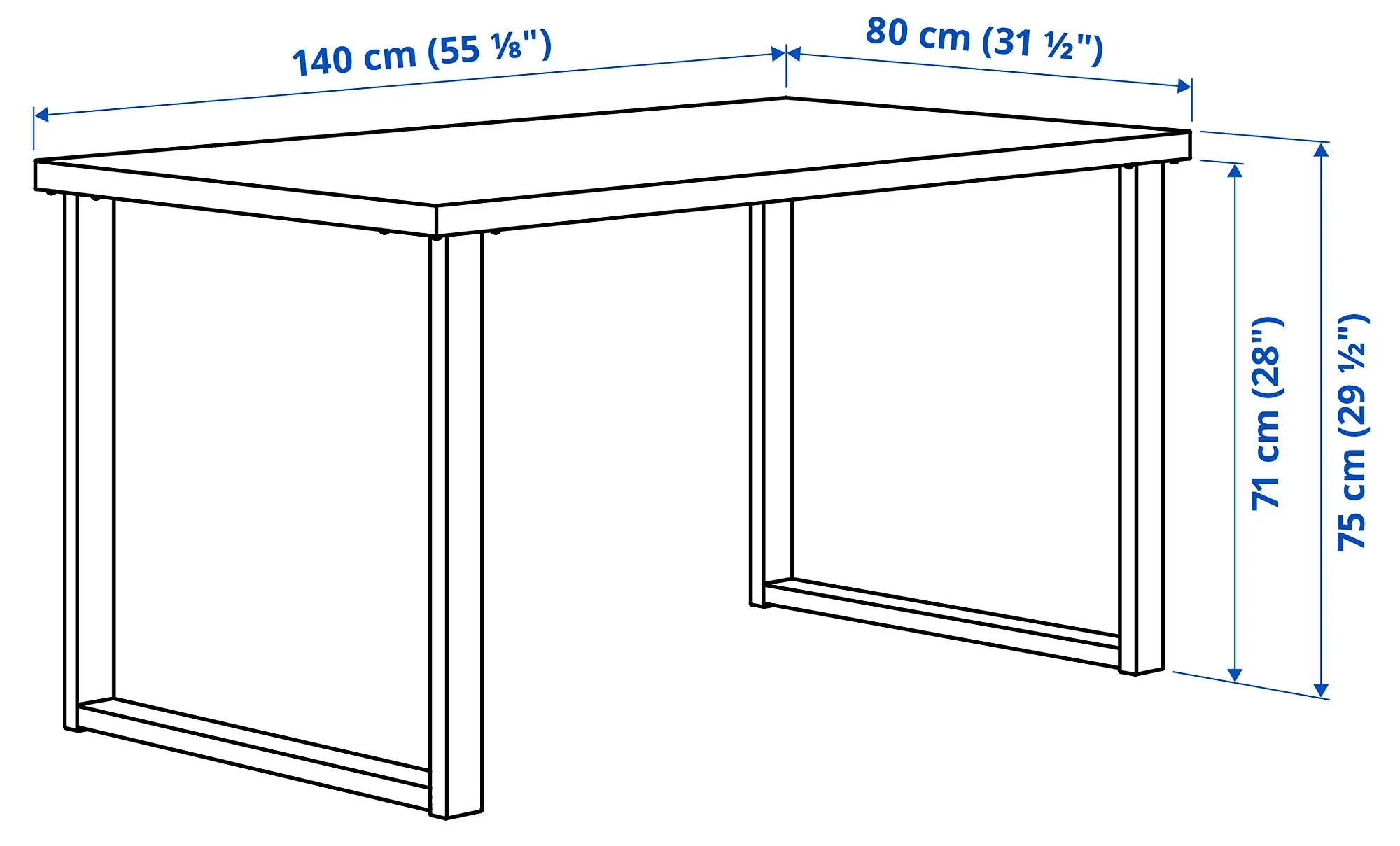 Masa Ikea Skalsta U 140x80 (Gri deschis-bej/Negru-gri)