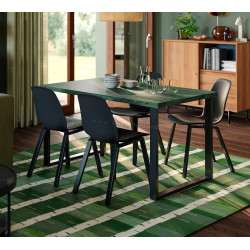 Masa Ikea Skalsta U 140x80 (Marmura verde inchisa/Negru-gri)