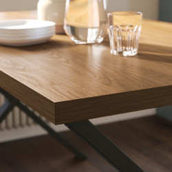 Masa Ikea Skalsta X 140x80 (Nuc/Negru-gri) Thumb