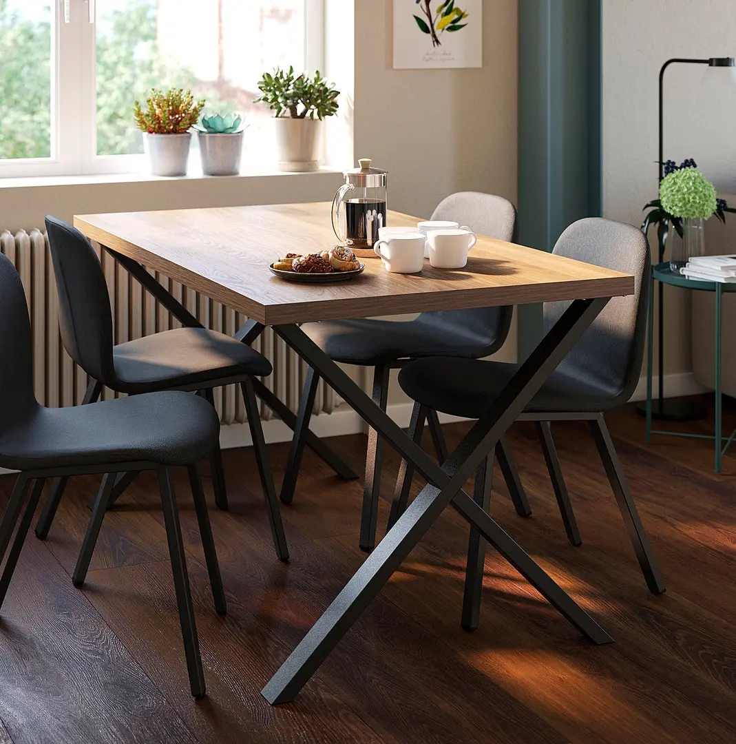 Masa Ikea Skalsta X 140x80 (Nuc/Negru-gri)