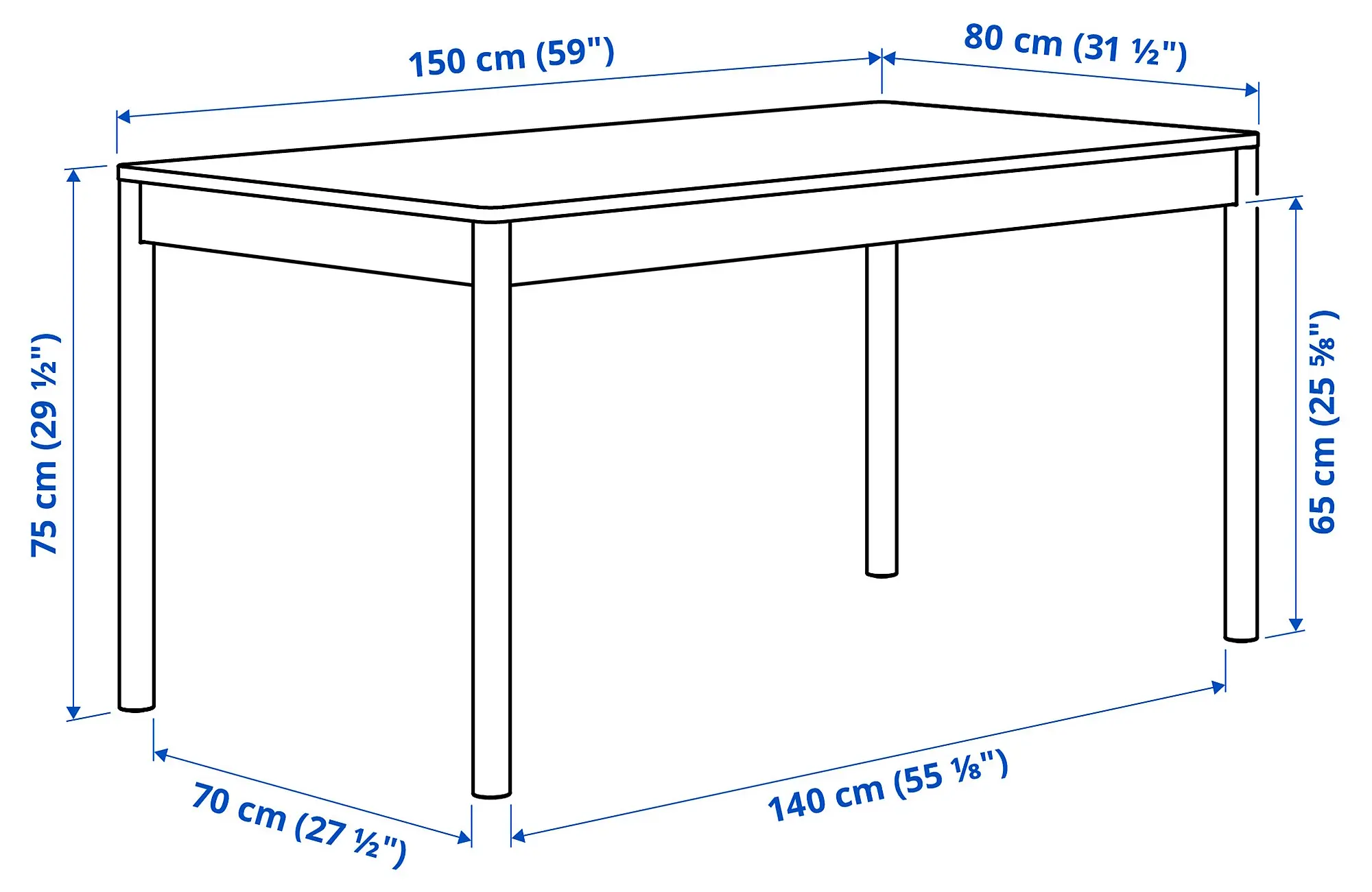 Masa Ikea Tonstad 150x80 (Alb murdar)