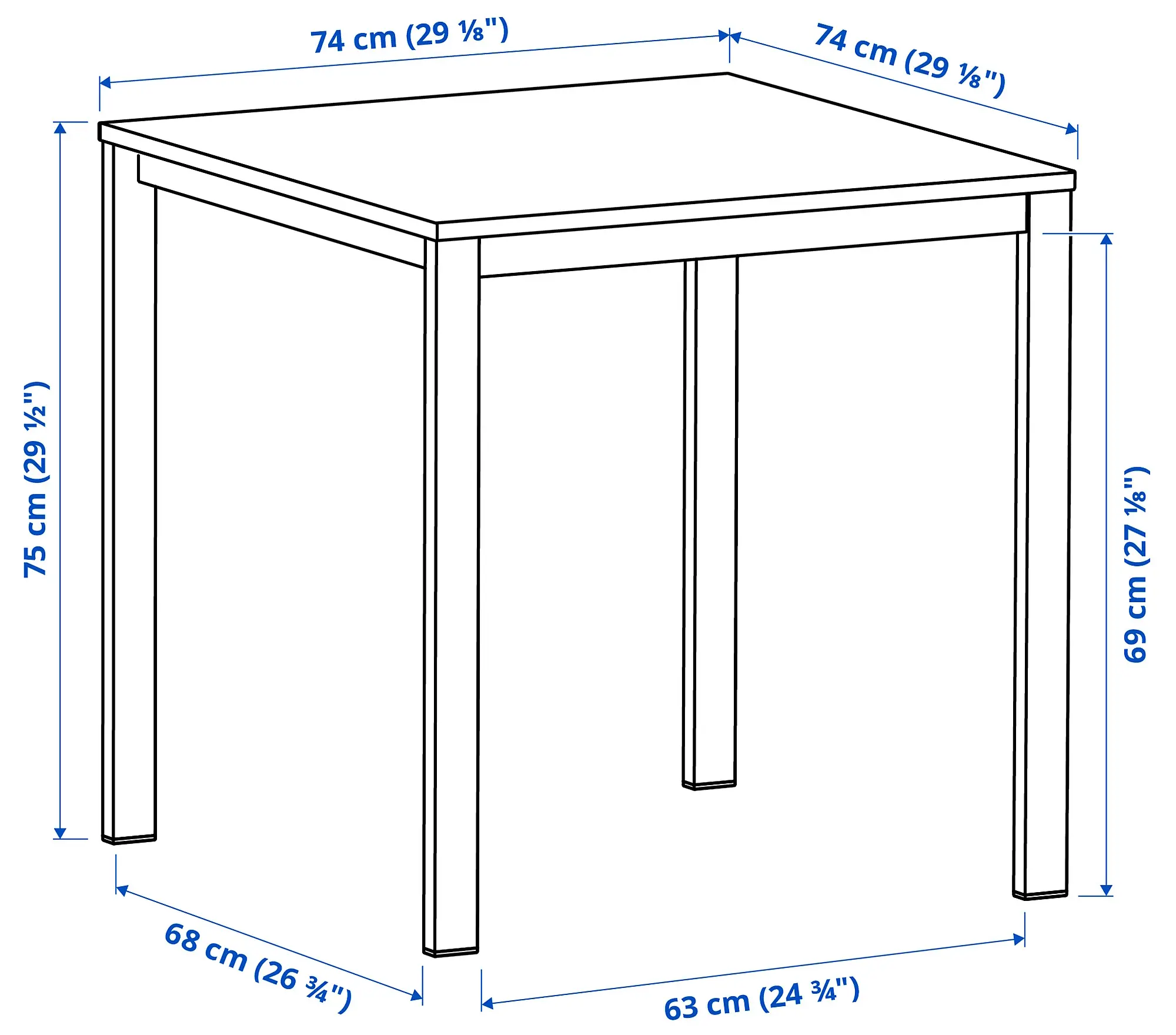Masa Ikea Vihals 74x74 (Alb)