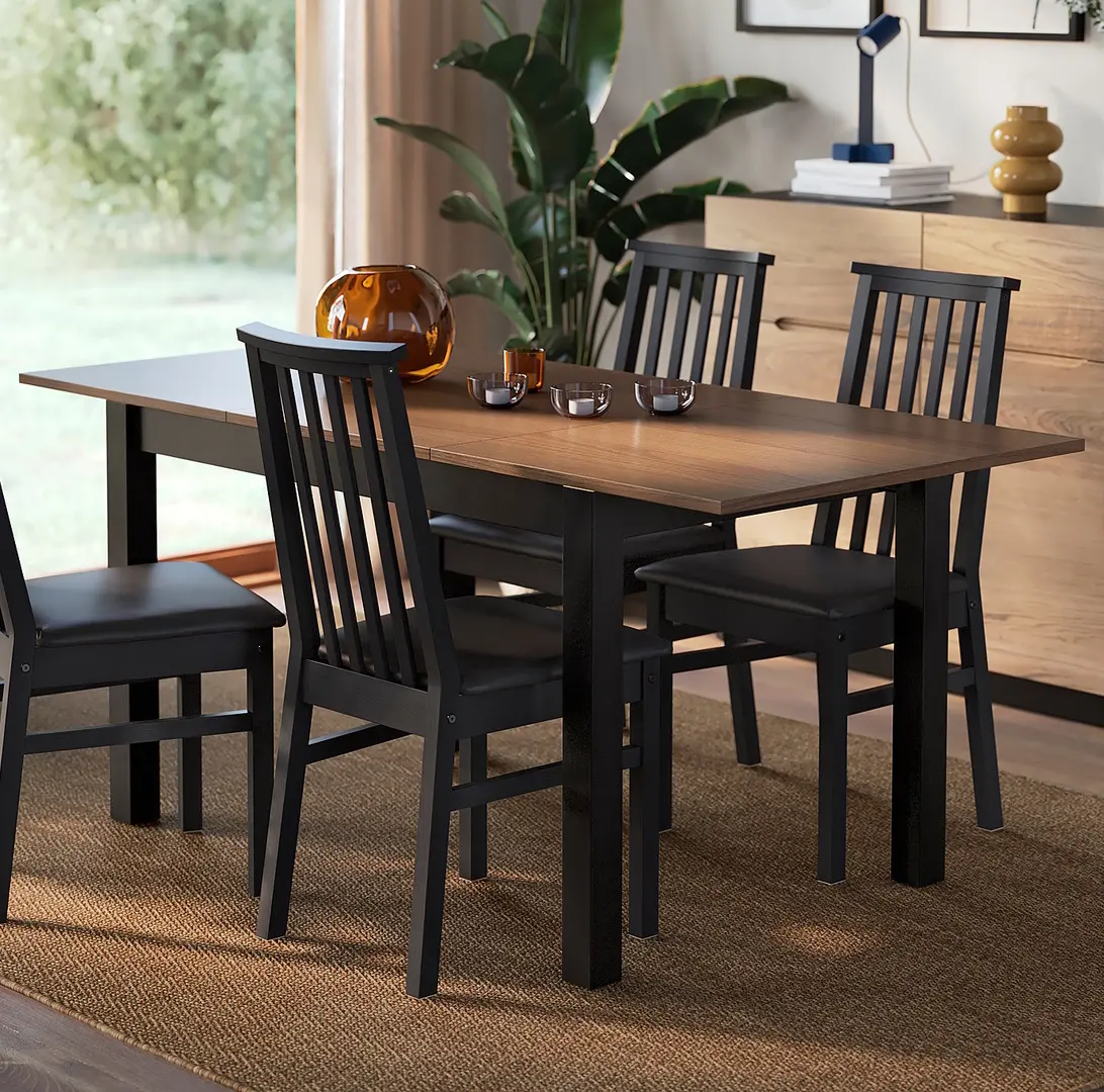 Masa extensibila Ikea Alhult 120/170x80 (Negru/Maro)