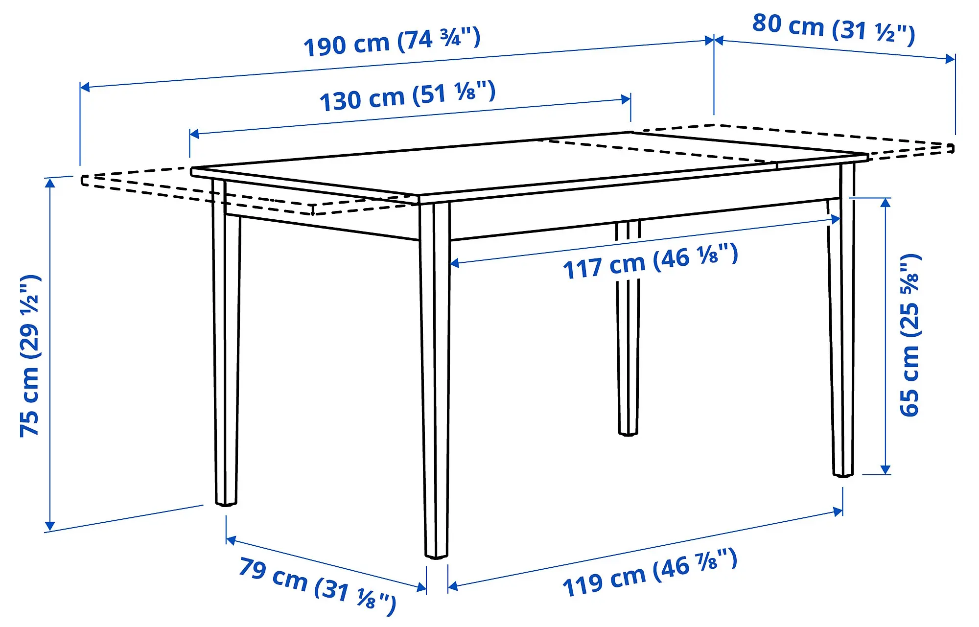 Masă extensibila Ikea Nasinge 130/190x80 (Maro/Fag)