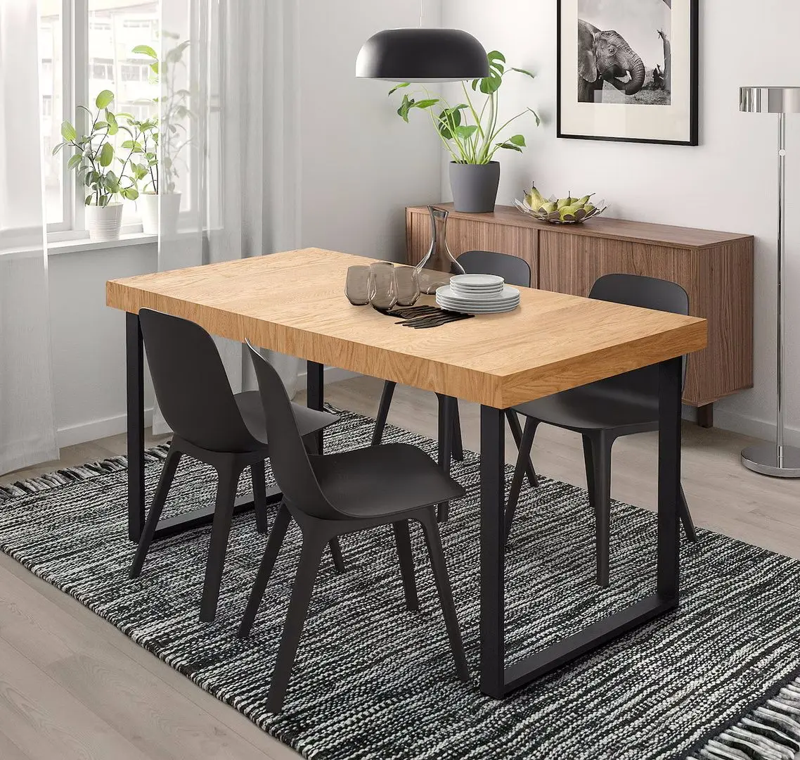 Masa extensibila Ikea Tarsele 150/200x80 (Furnir Stejar/Negru)