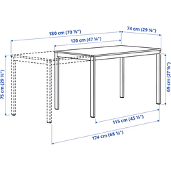 Masa extensibila Ikea Vihals 120/180x74 (Alb) Thumb
