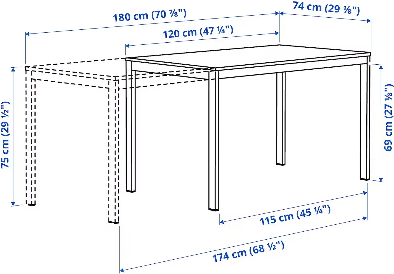 Masa extensibila Ikea Vihals 120/180x74 (Verde)