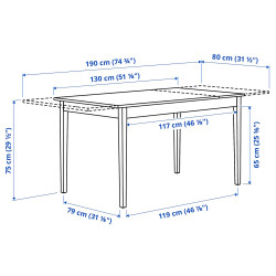 Стол раздвижной Ikea Nasinge 130/190x80 (Белый) Thumb