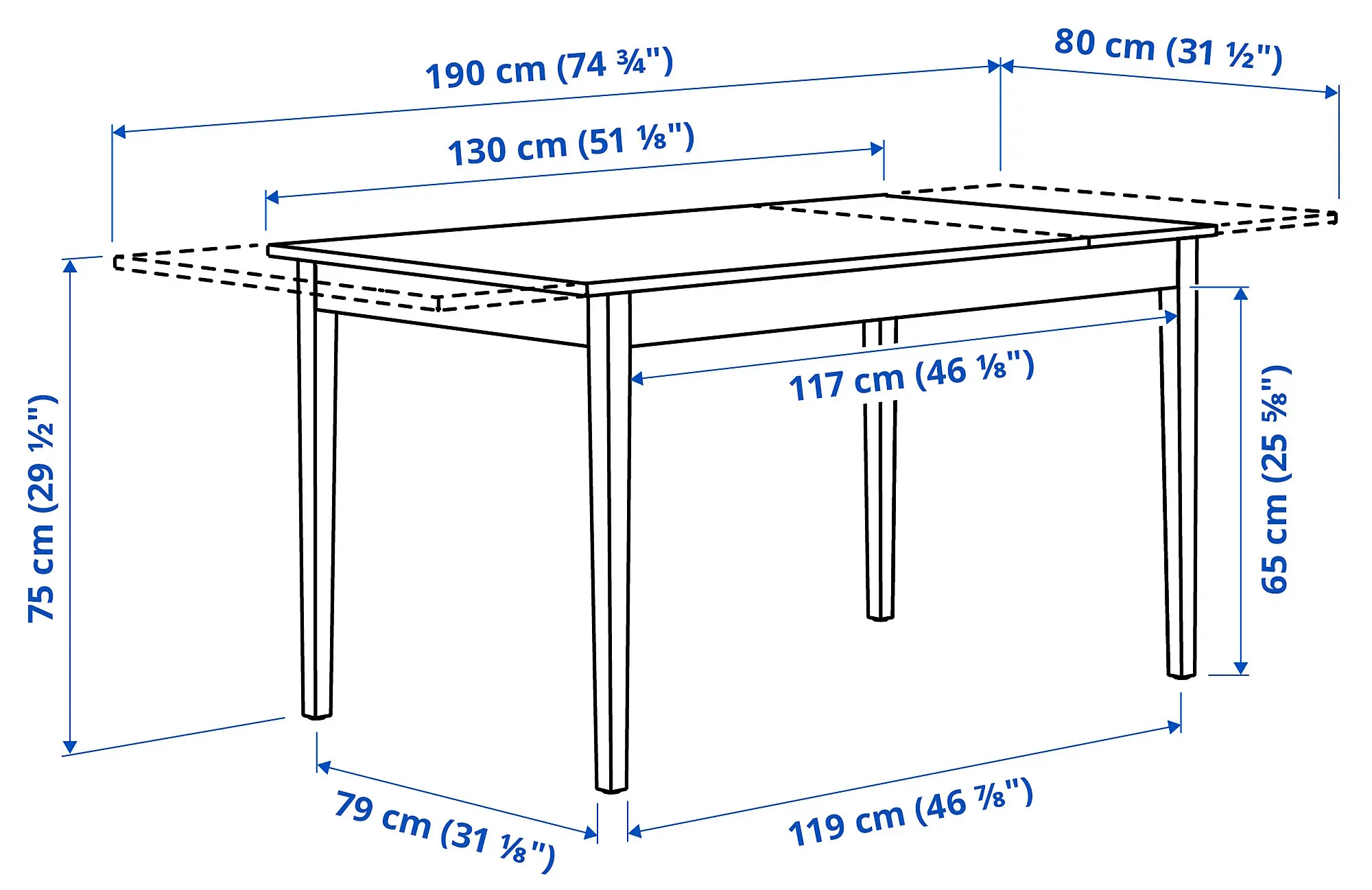 Стол раздвижной Ikea Nasinge 130/190x80 (Белый) - 2