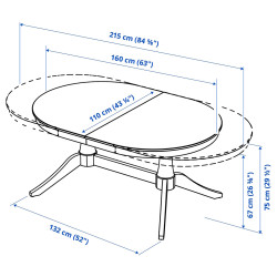 Стол раздвижной Ikea Rosentorp 160/215x110 (Черный) Thumb