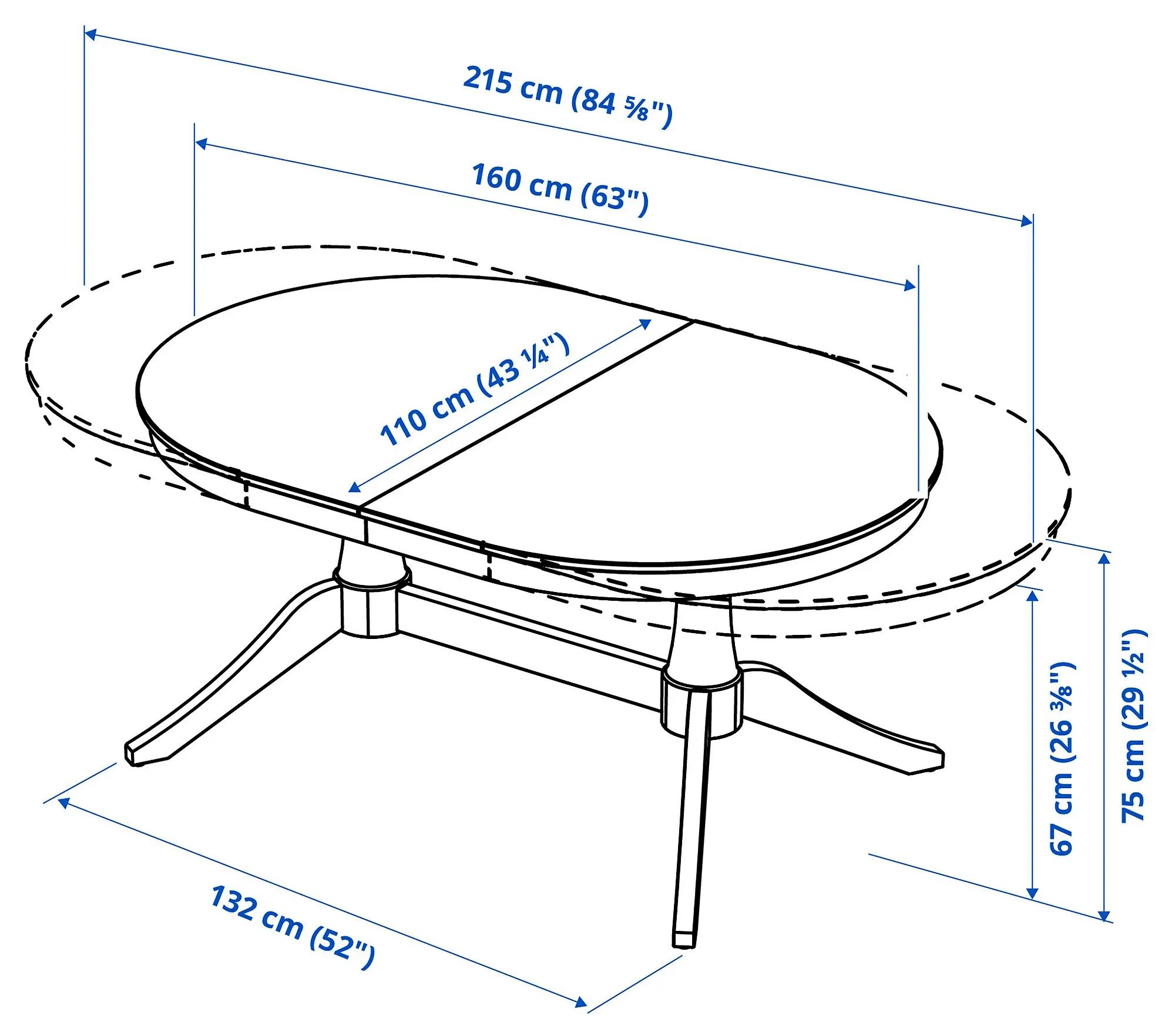 Стол раздвижной Ikea Rosentorp 160/215x110 (Черный) - 3
