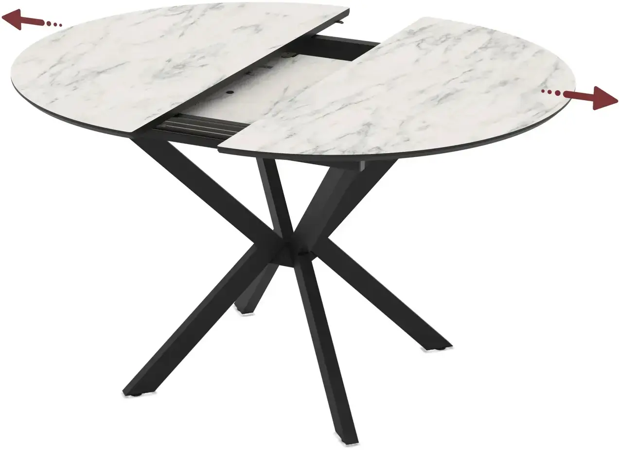 Masa extensibila Magnusplus Diano 110/145x110 Marmo (White Marble/Black) - 2