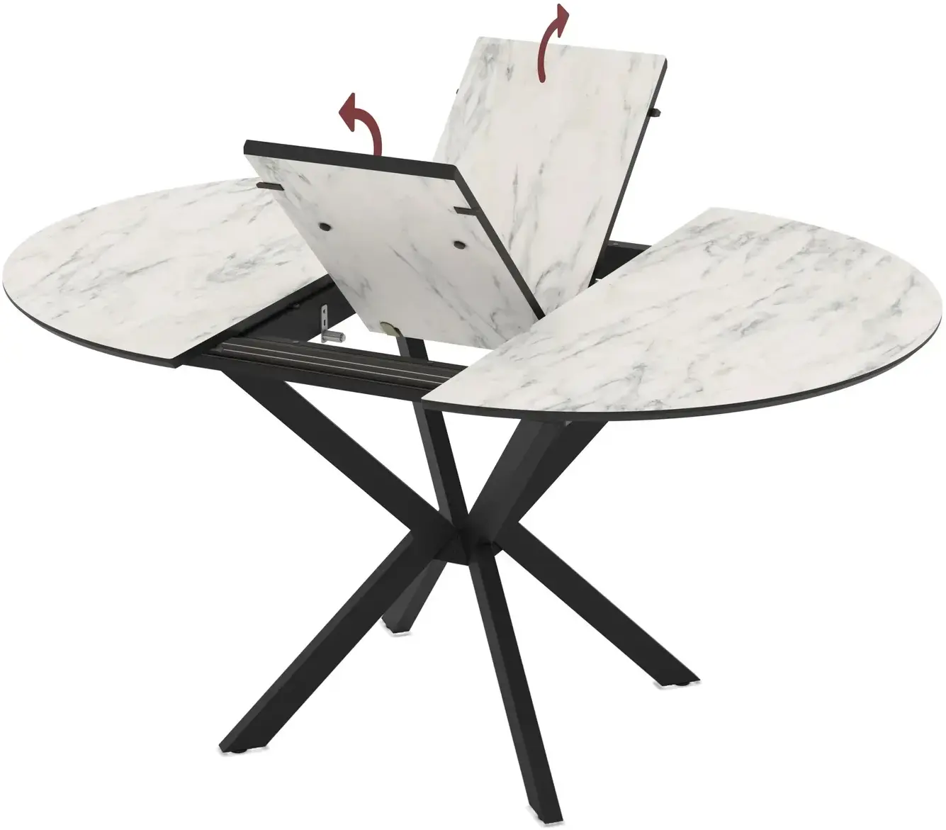 Masa extensibila Magnusplus Diano 110/145x110 Marmo (White Marble/Black) - 3