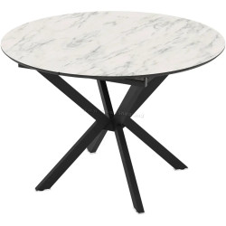 Masa extensibila Magnusplus Diano 110/145x110 Marmo (White Marble/Black)