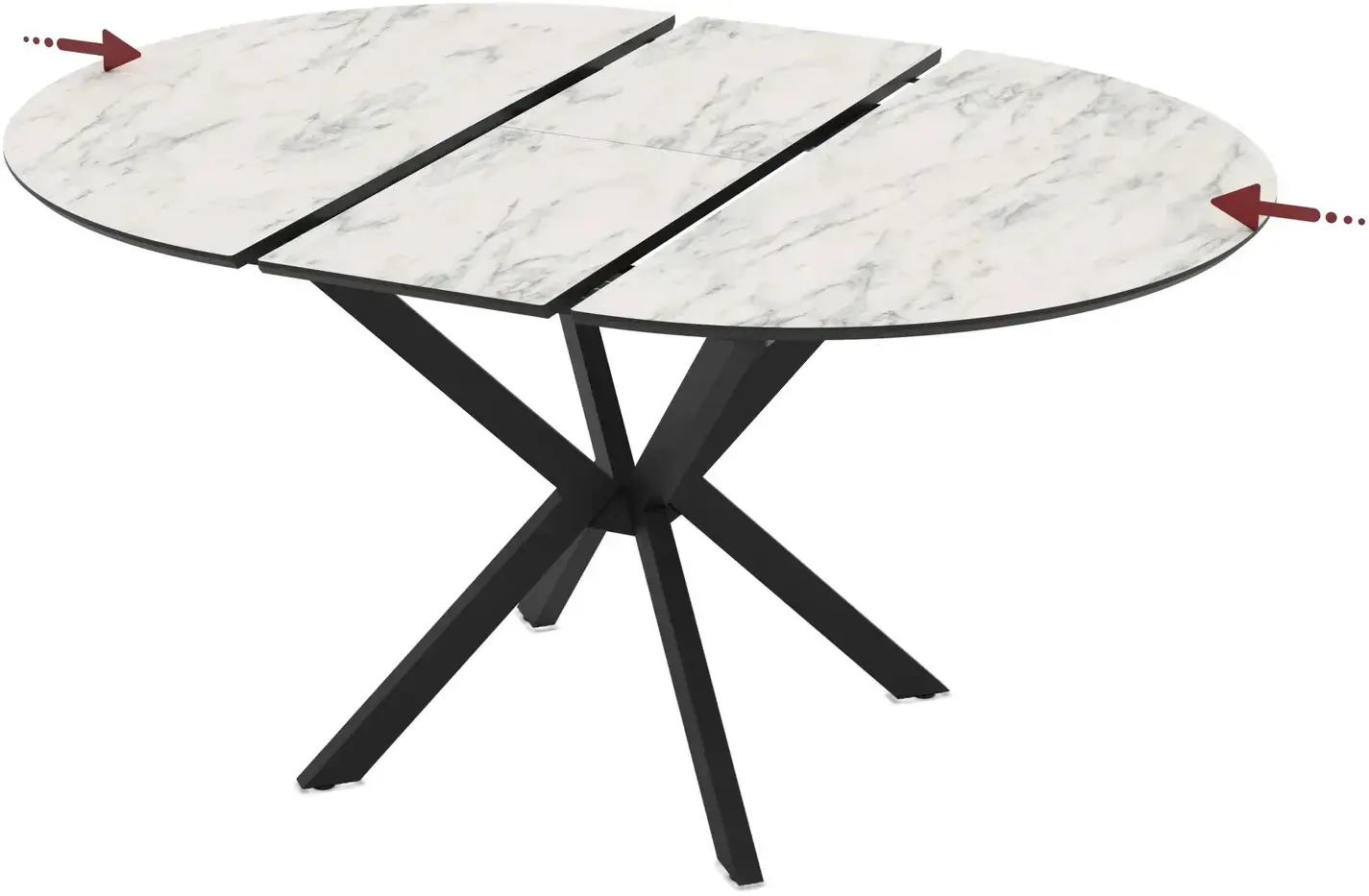 Masa extensibila Magnusplus Diano 110/145x110 Marmo (White Marble/Black) - 4