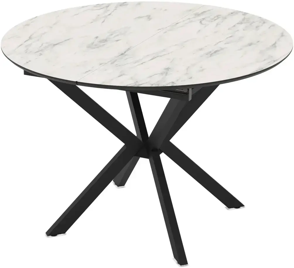 Masa extensibila Magnusplus Diano 110/145x110 Marmo (White Marble/Black)