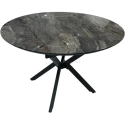 Стол раскладной Magnusplus Dobok 110/145x110 Cosmos High Gloss (Grey Marble/Black)