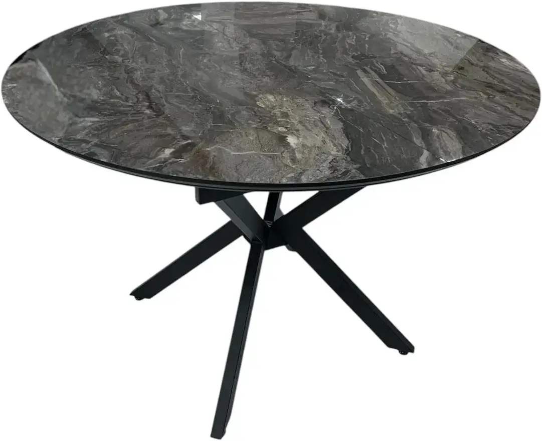 Стол раскладной Magnusplus Dobok 110/145x110 Cosmos High Gloss (Grey Marble/Black)