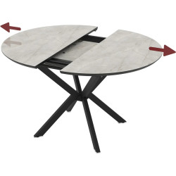 Стол раскладной Magnusplus Dobok 110/145x110 Lagina High Gloss (Light Grey/Black) Thumb