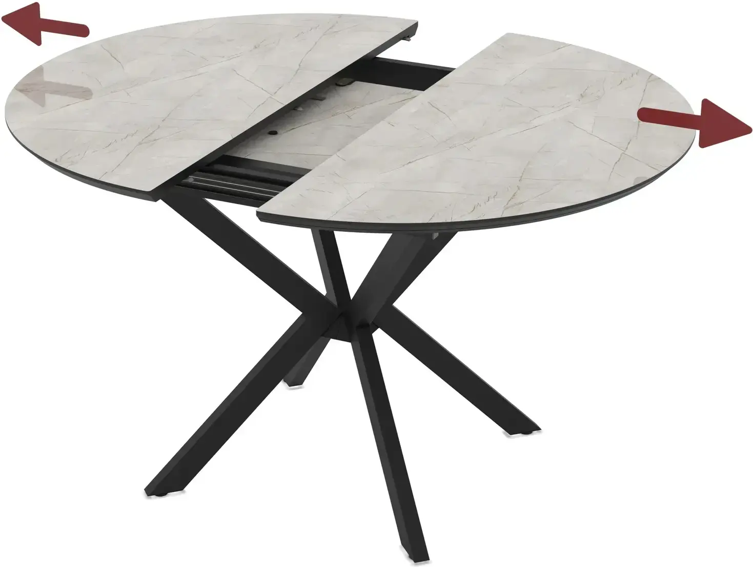 Стол раскладной Magnusplus Dobok 110/145x110 Lagina High Gloss (Light Grey/Black) - 3