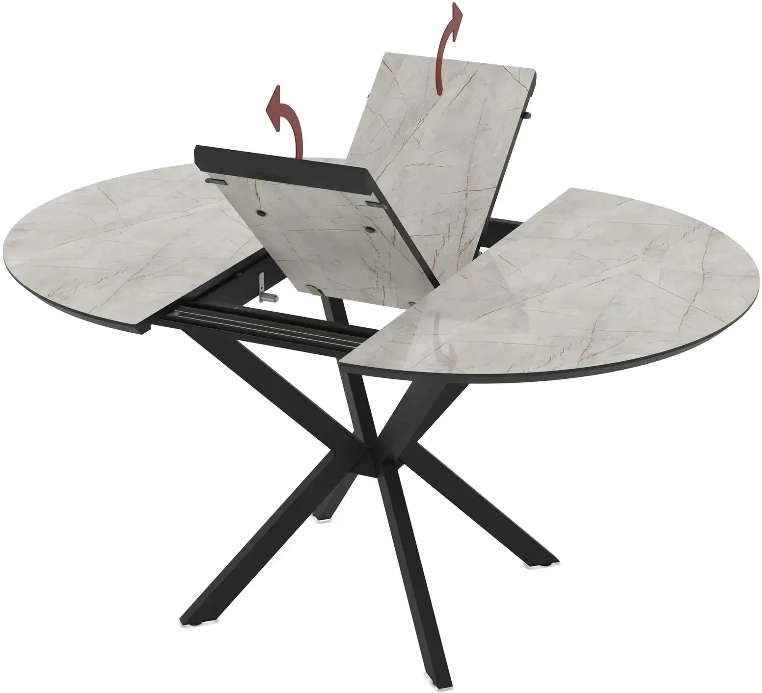 Стол раскладной Magnusplus Dobok 110/145x110 Lagina High Gloss (Light Grey/Black) - 4