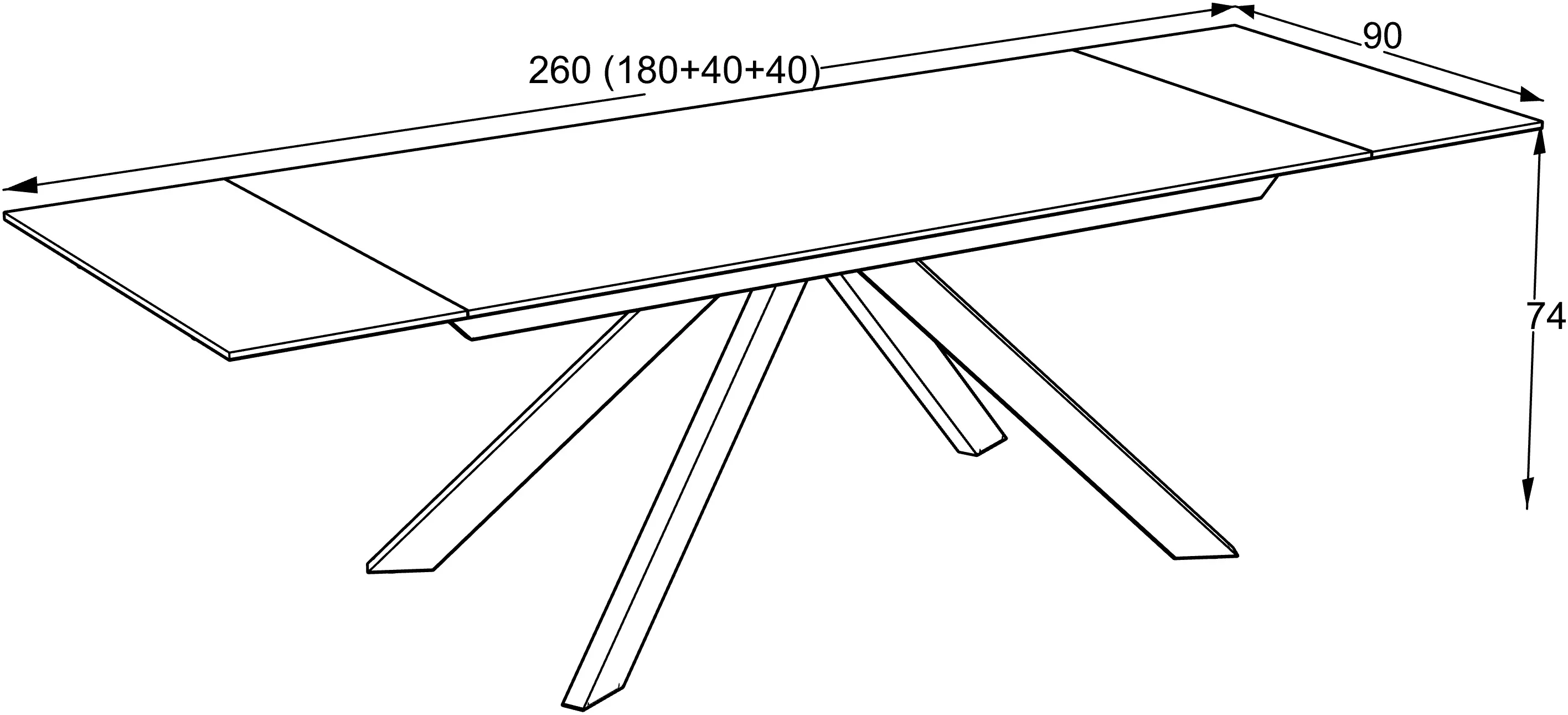 Masa extensibila Magnusplus Ekin 180/260x90 (Shadow)