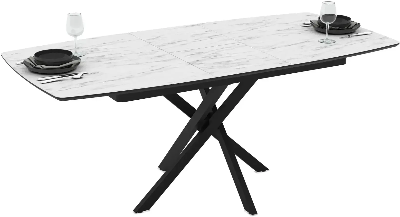 Masa extensibila Magnusplus Filis 145/185x90 Marmo (White Marble/Black) - 5