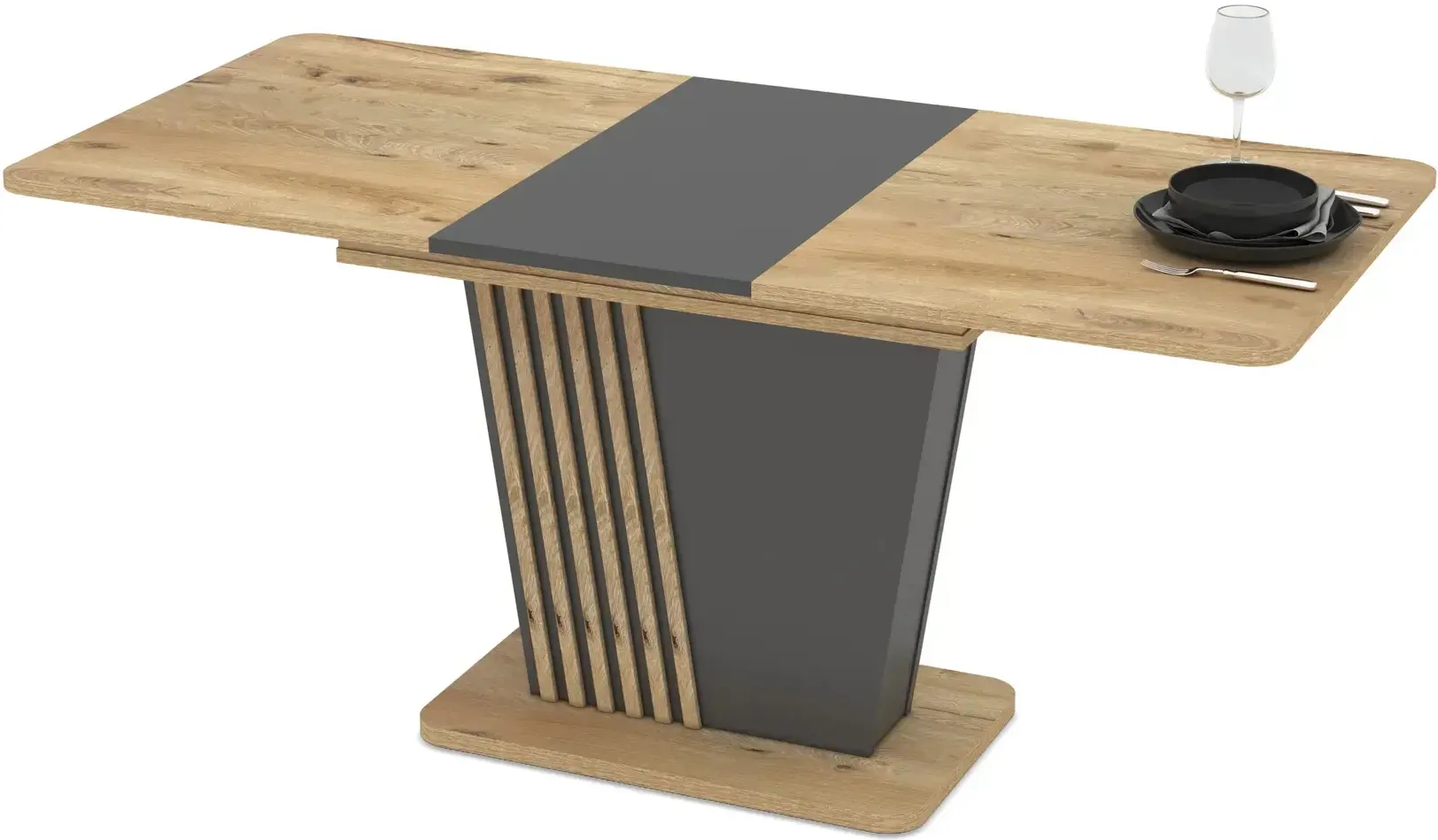 Masa extensibila Magnusplus Luna 120/160x75 Rivoli (Wood/Graphite) - 5