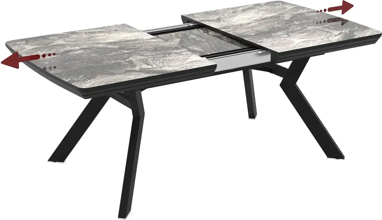 Masa extensibila Magnusplus Robat 160/210/260/310/360x100 Cosmos High Gloss (Grey Marble/Black) - 2