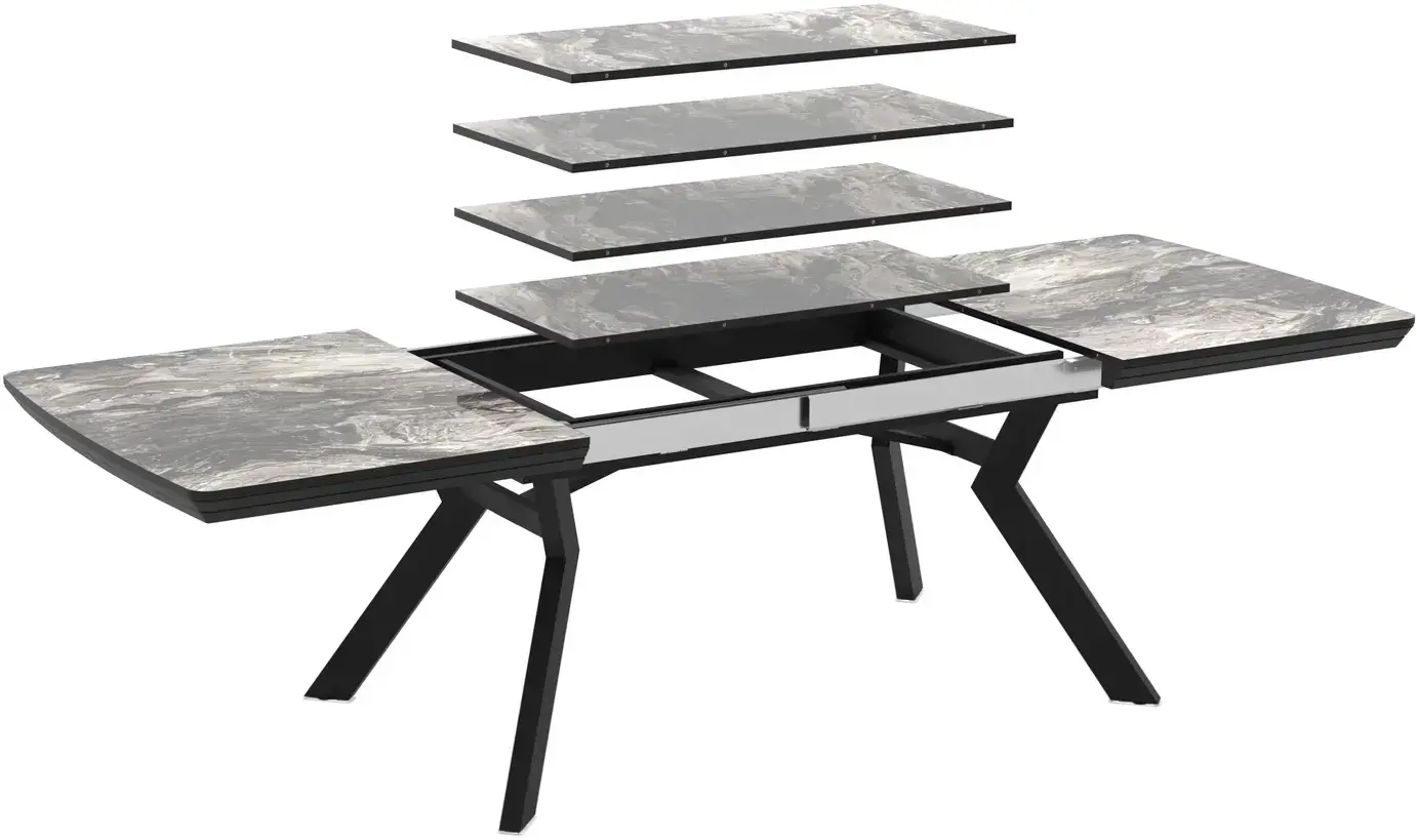 Masa extensibila Magnusplus Robat 160/210/260/310/360x100 Cosmos High Gloss (Grey Marble/Black) - 3