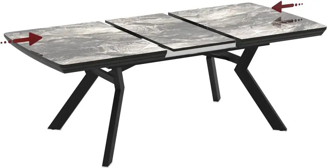 Masa extensibila Magnusplus Robat 160/210/260/310/360x100 Cosmos High Gloss (Grey Marble/Black) - 4