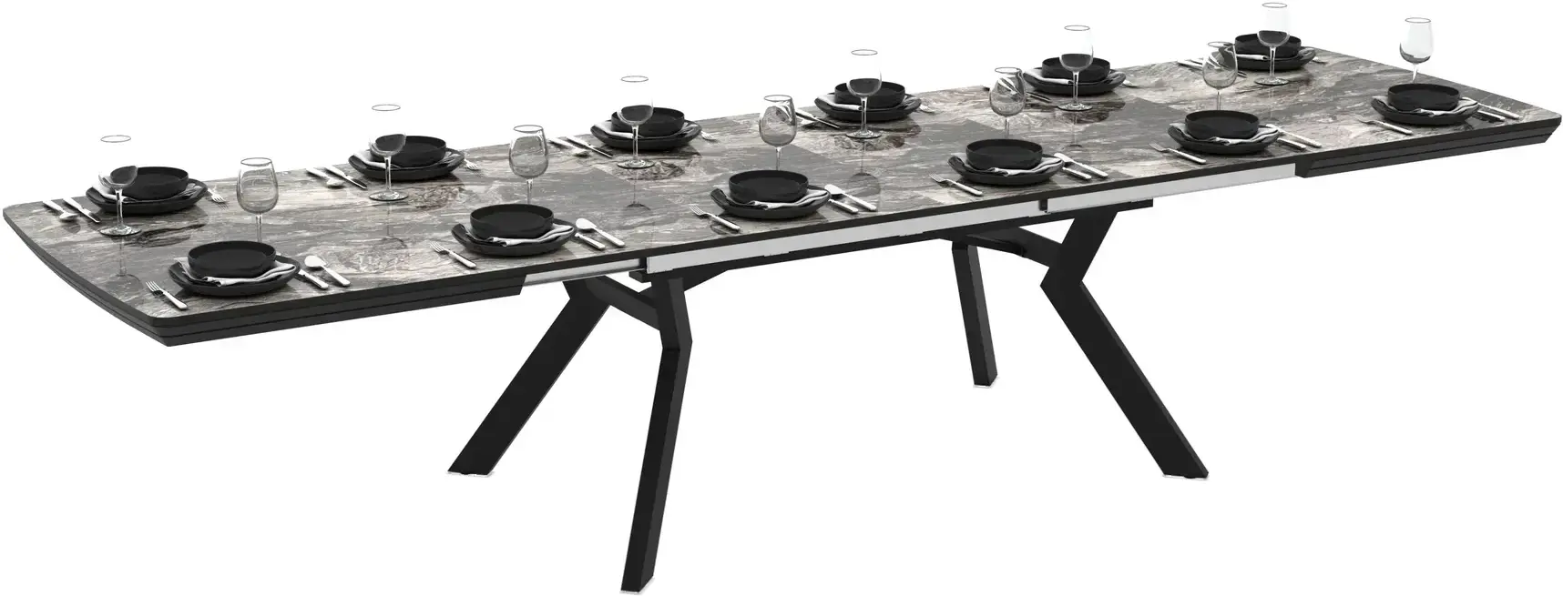 Masa extensibila Magnusplus Robat 160/210/260/310/360x100 Cosmos High Gloss (Grey Marble/Black) - 7