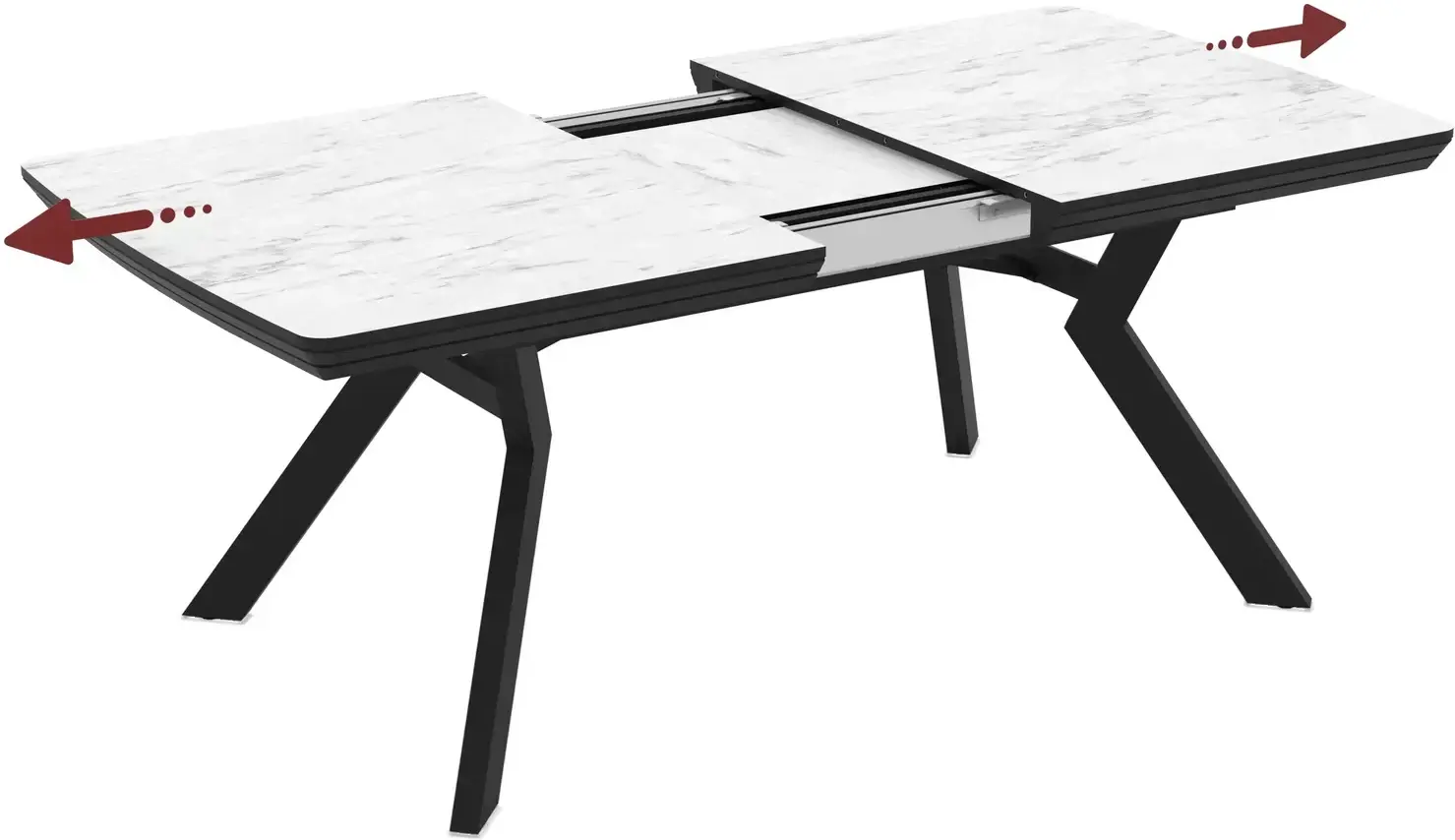 Masa extensibila Magnusplus Robat 160/210/260/310/360x100 Marmo (White Marble/Black) - 2