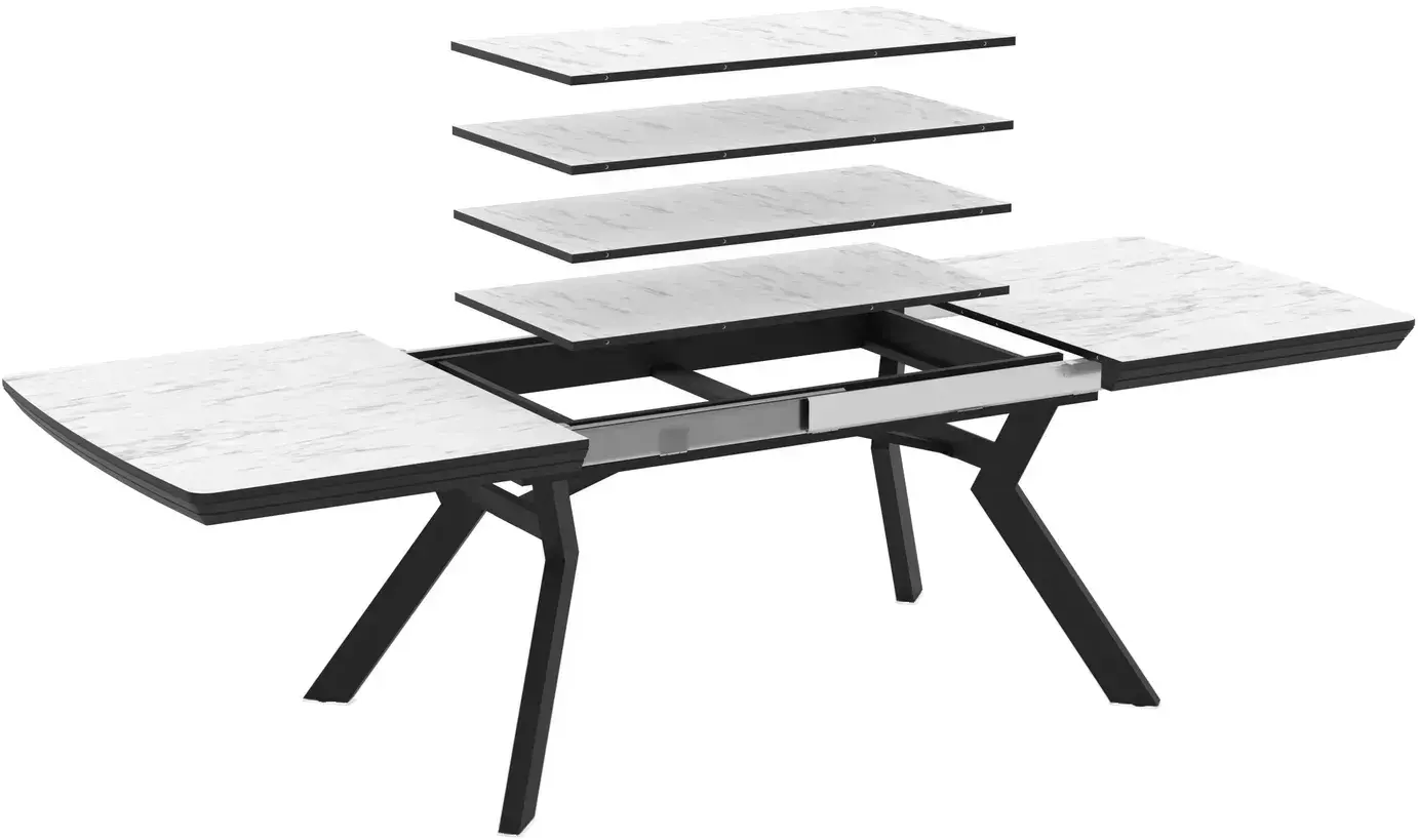 Masa extensibila Magnusplus Robat 160/210/260/310/360x100 Marmo (White Marble/Black) - 3
