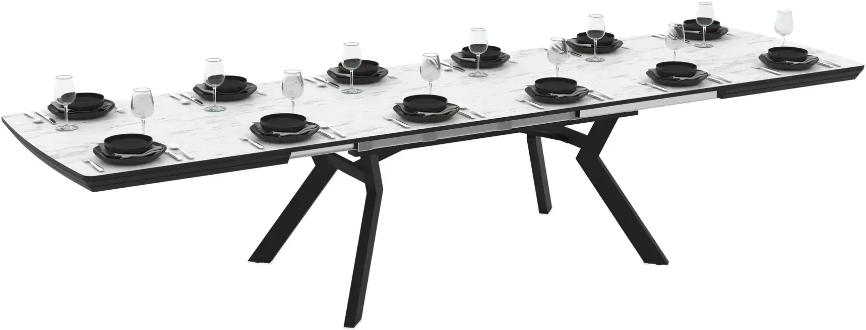 Masa extensibila Magnusplus Robat 160/210/260/310/360x100 Marmo (White Marble/Black) - 7