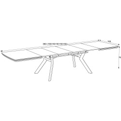 Masa extensibila Magnusplus Robat 160/210/260/310/360x100 Marmo (White Marble/Black) Thumb