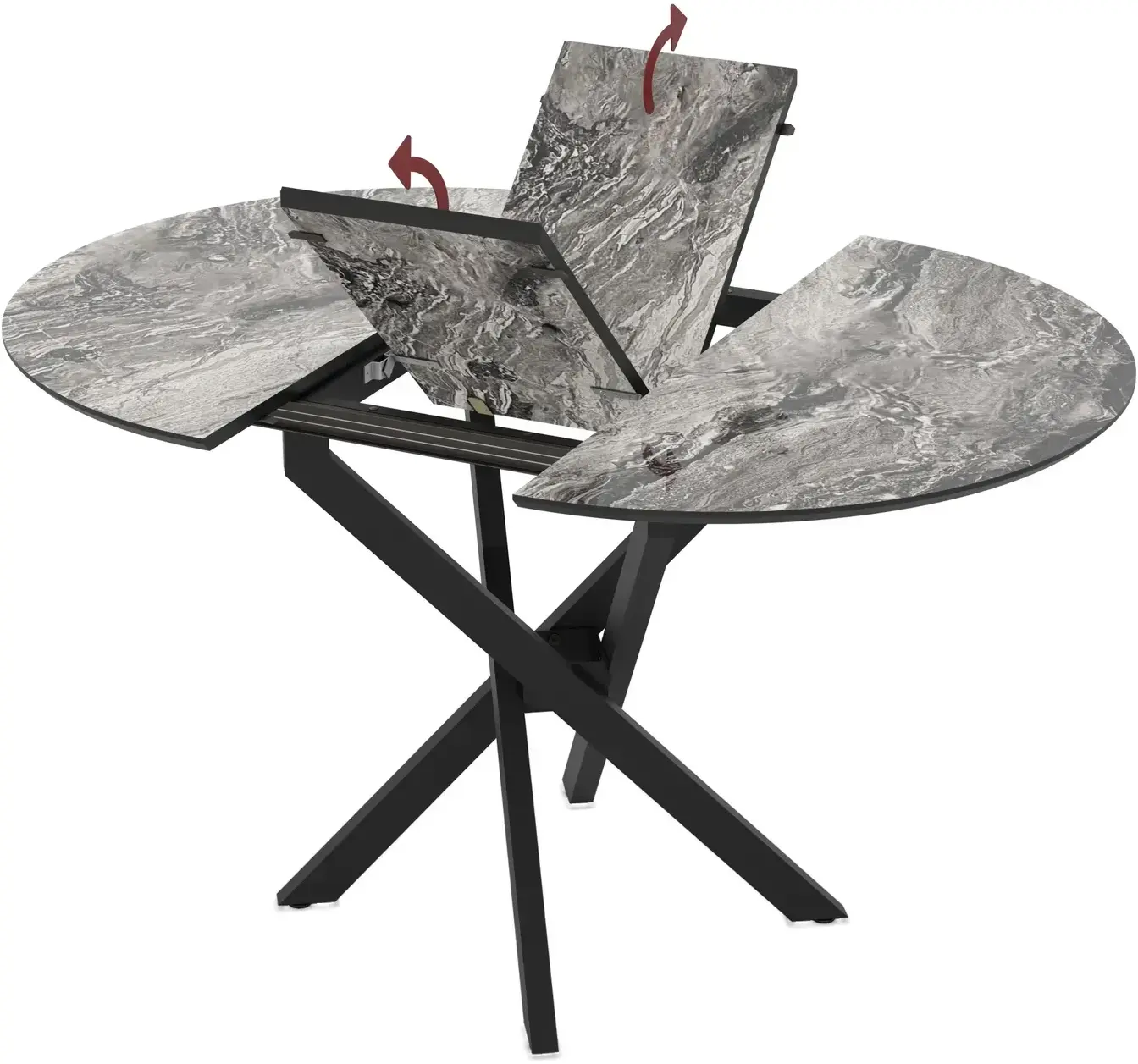 Masa extensibila Magnusplus Ruta 96/126x96 Cosmos High Gloss (Grey Marble/Black) - 3