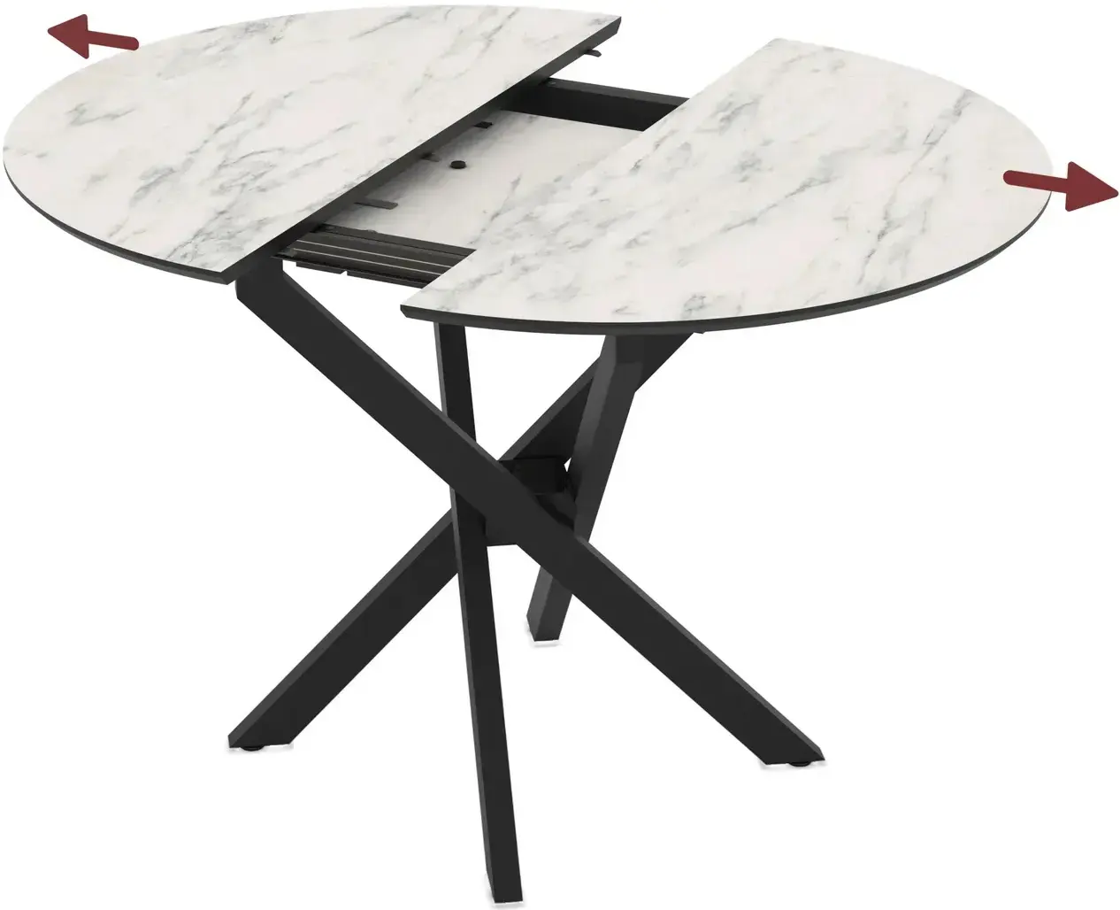 Masa extensibila Magnusplus Ruta 96/126x96 Marmo (White Marble/Black) - 2