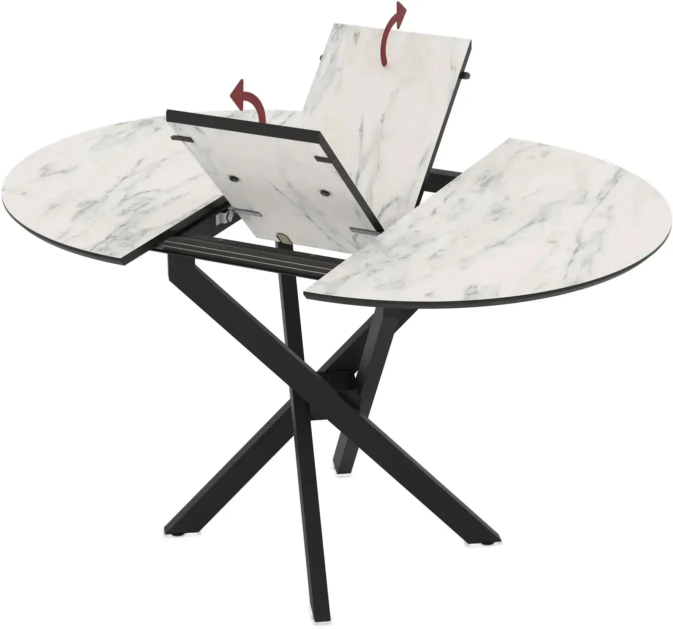 Masa extensibila Magnusplus Ruta 96/126x96 Marmo (White Marble/Black) - 3