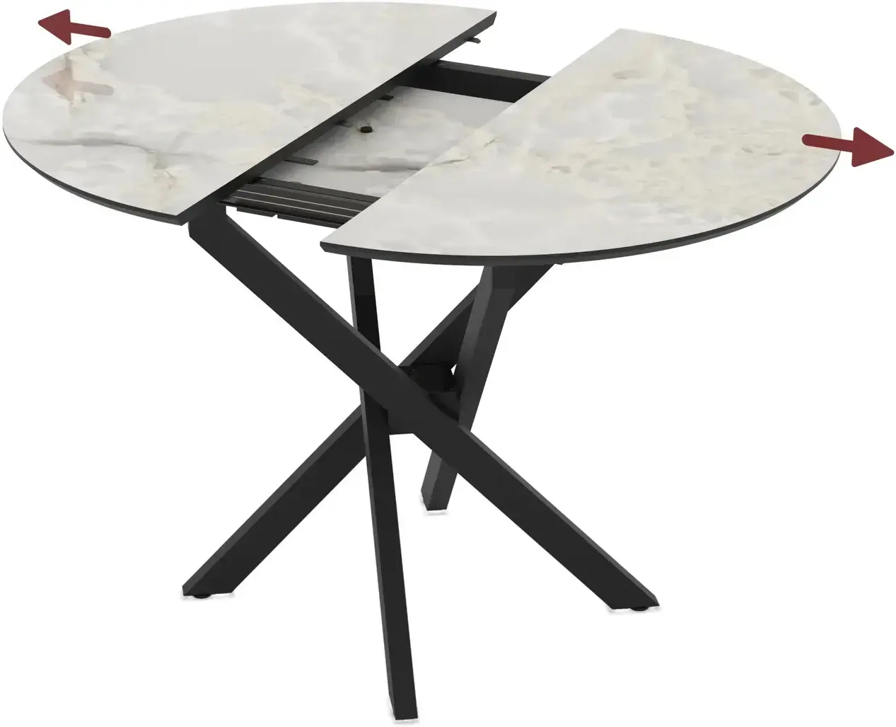 Masa extensibila Magnusplus Ruta 96/126x96 Mola (Grey Marble/Black) - 3