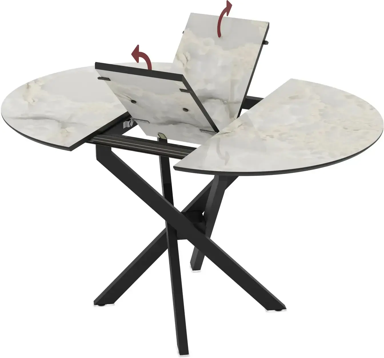 Masa extensibila Magnusplus Ruta 96/126x96 Mola (Grey Marble/Black) - 4