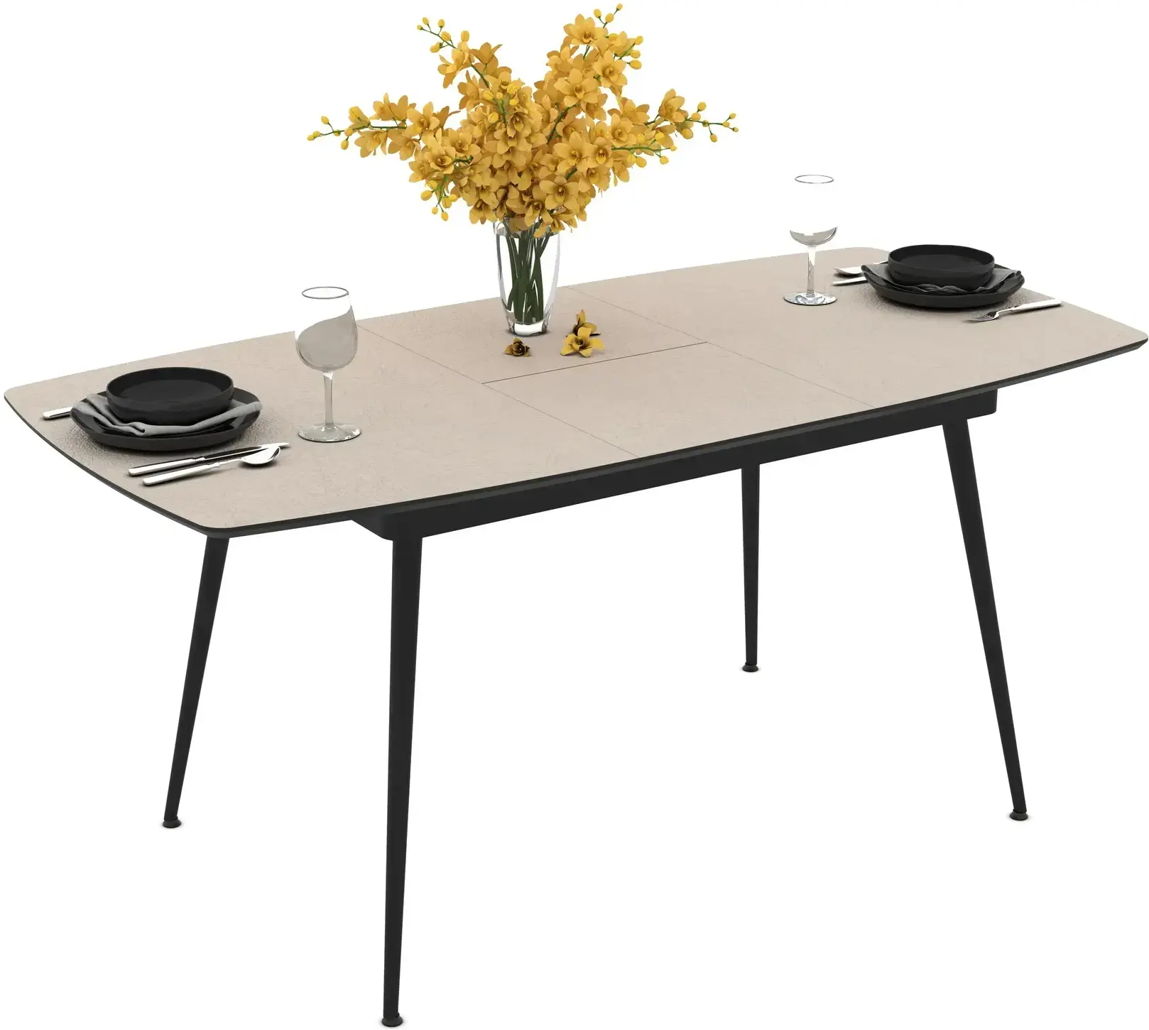 Masa extensibila Magnusplus Yense 125/165x80 Anemon (Beige/Black) - 5