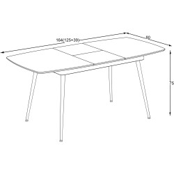 Masa extensibila Magnusplus Yense 125/165x80 Lagun (Grey/Black) Thumb