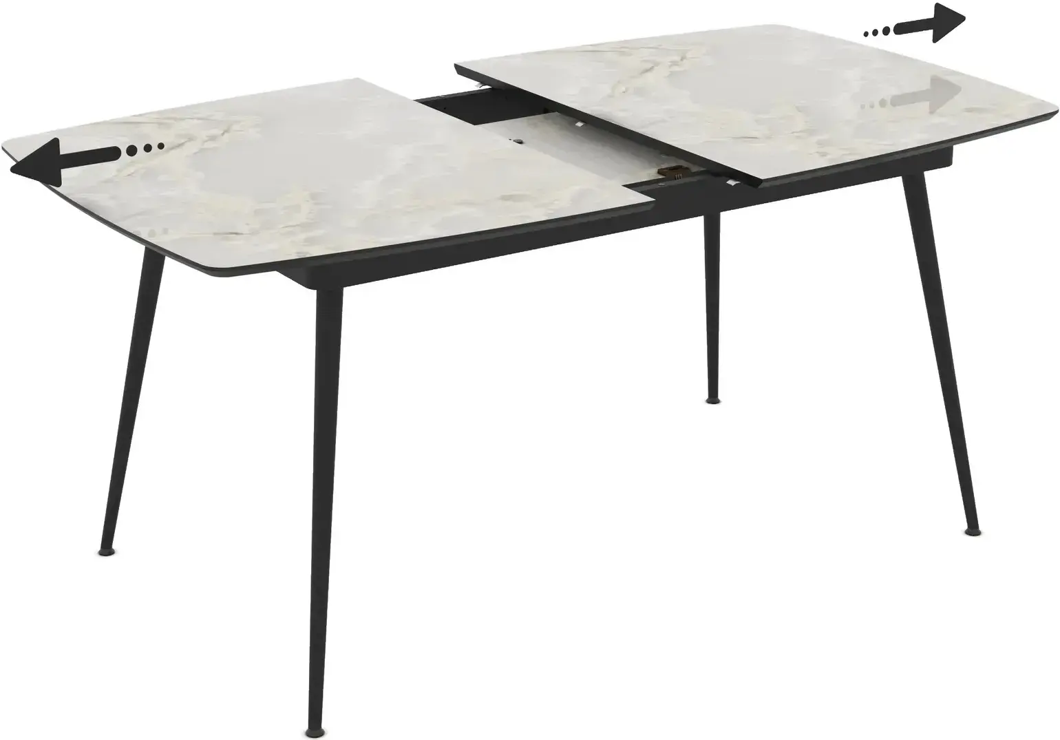 Masa extensibila Magnusplus Yense 125/165x80 Mola (Grey Marble/Black) - 2