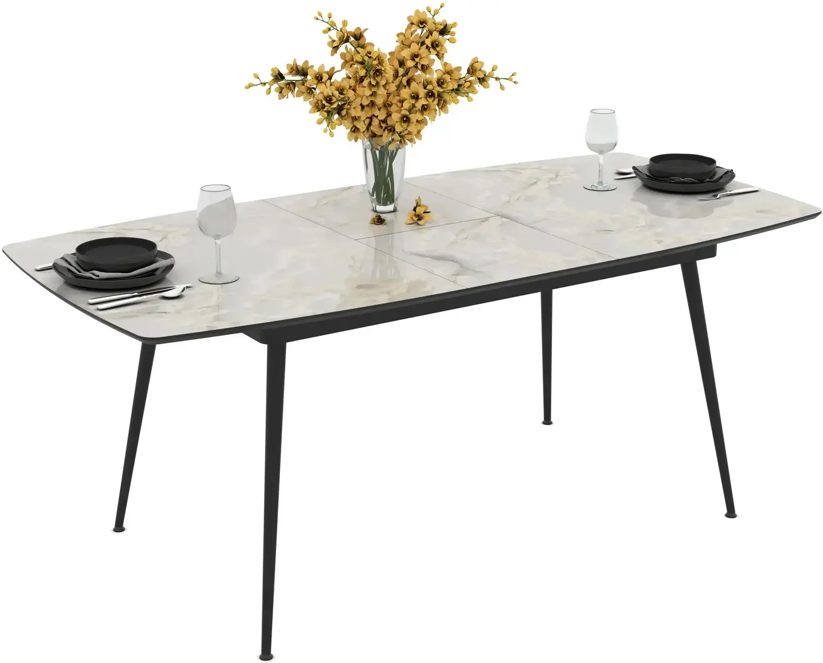 Masa extensibila Magnusplus Yense 125/165x80 Mola (Grey Marble/Black) - 5