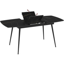 Masa extensibila Magnusplus Yense 125/165x80 Sonata High Gloss (Black Marble/Black) Thumb