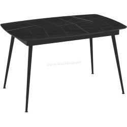 Masa extensibila Magnusplus Yense 125/165x80 Sonata High Gloss (Black Marble/Black)