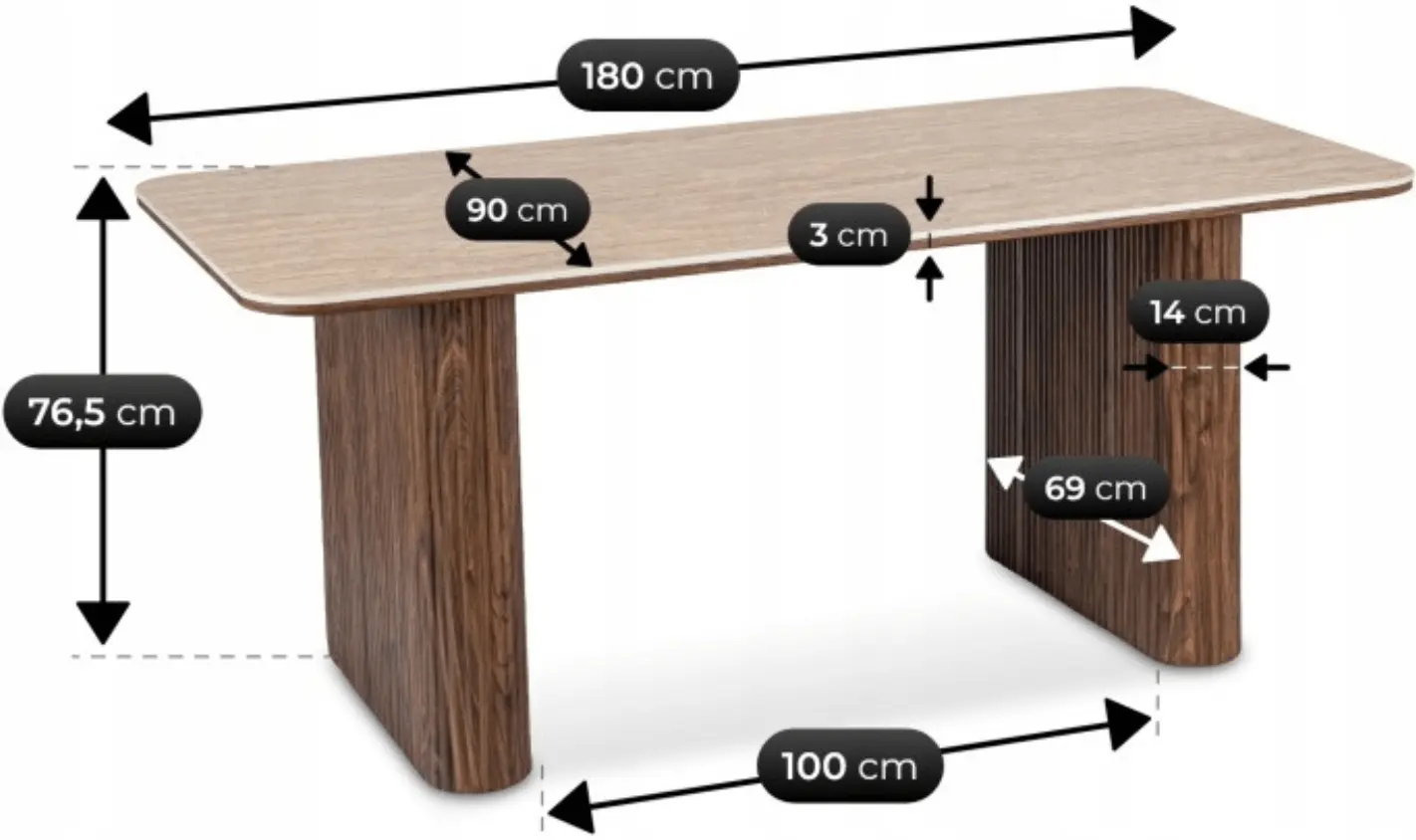 Стол Mebel Elite Aramis 180 (Travertine/Walnut) - 6