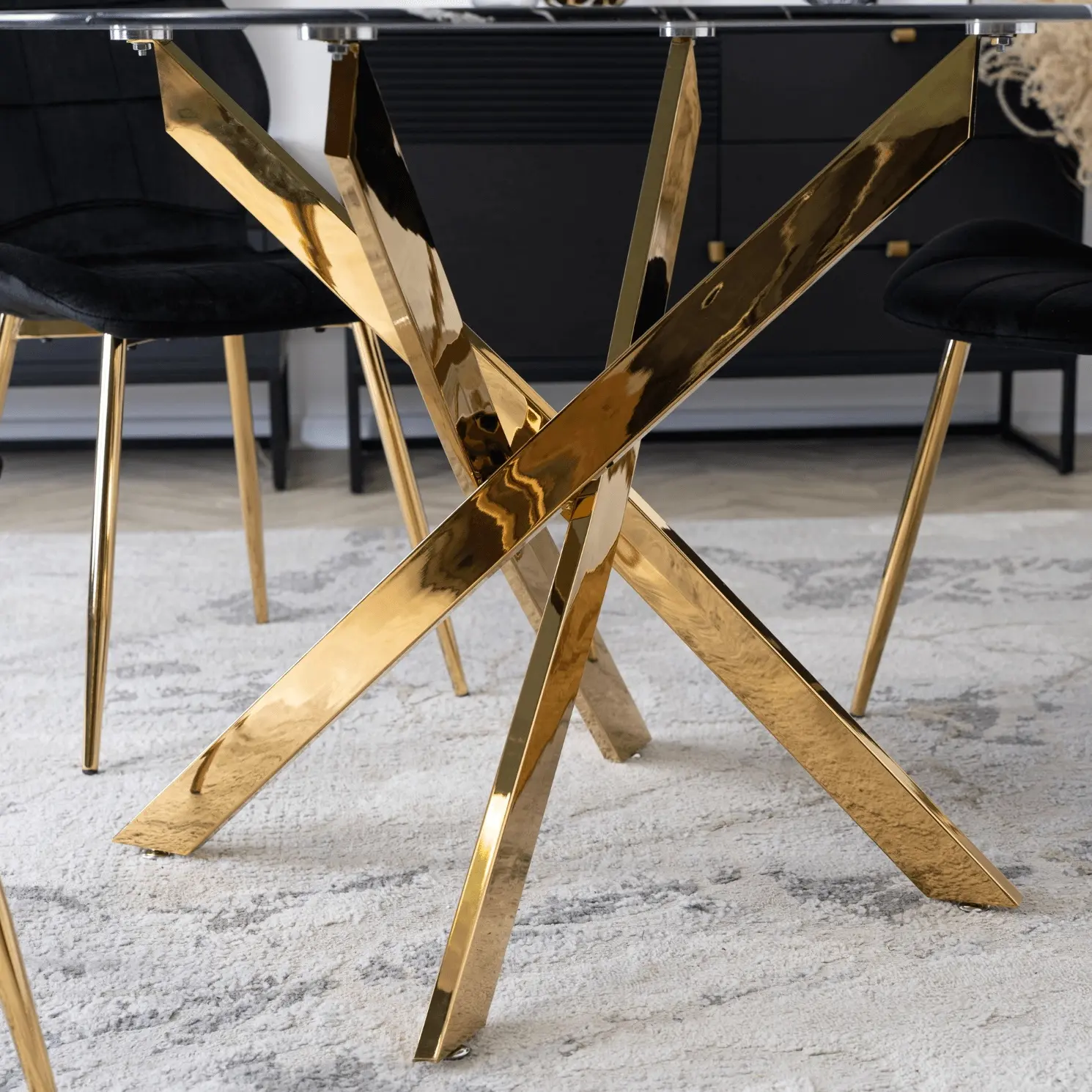 Стол Mebel Elite Bali 100 (Black Marble/Gold) - 4