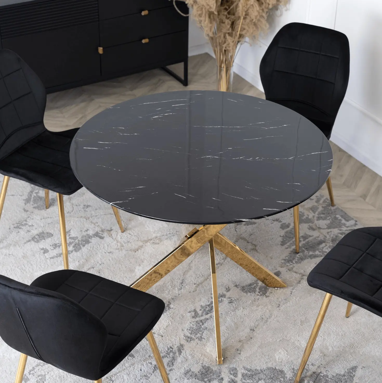 Стол Mebel Elite Bali 100 (Black Marble/Gold) - 6